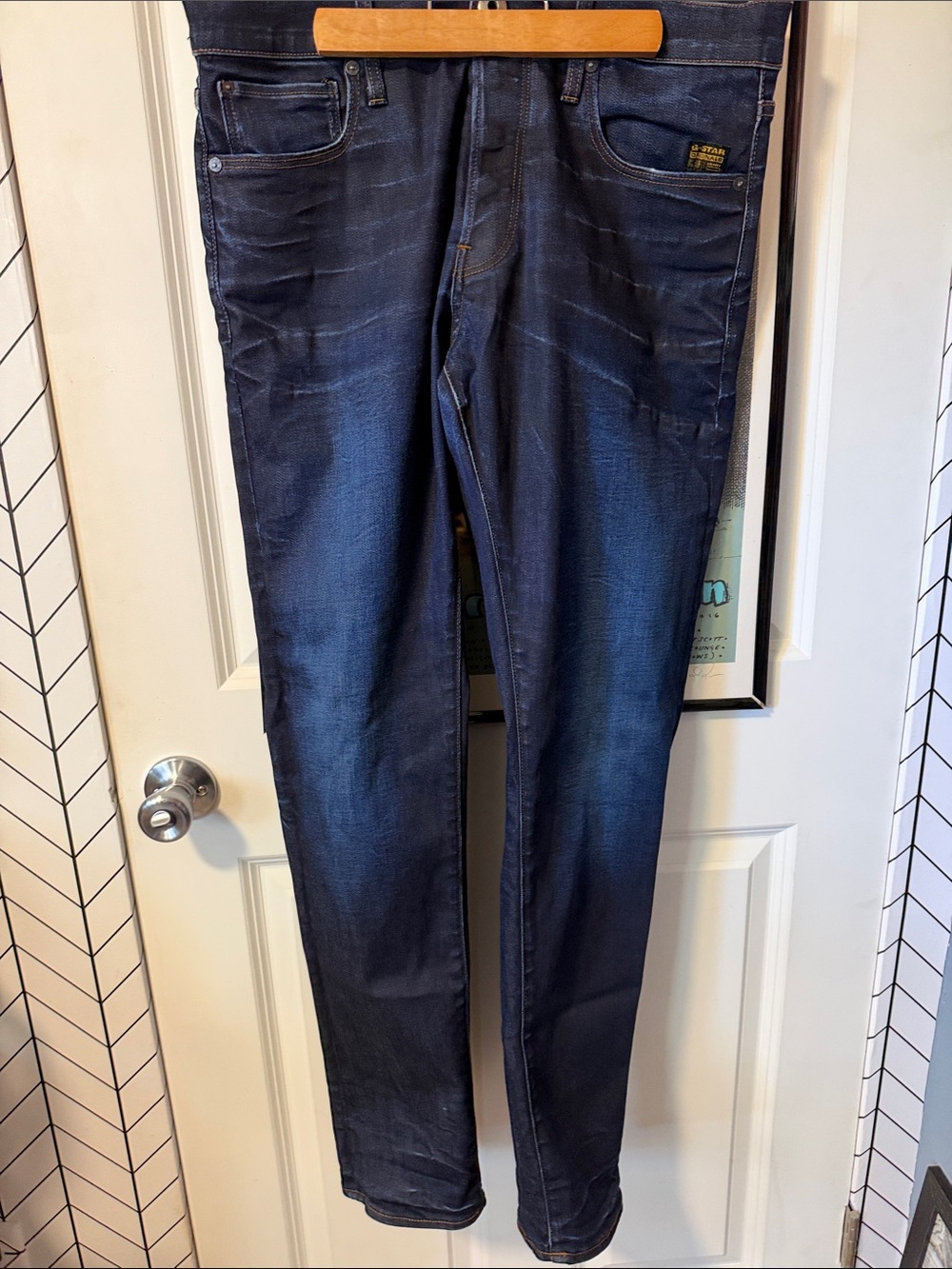 G-Star Men's Dark Blue 3301 Tapered Jeans
